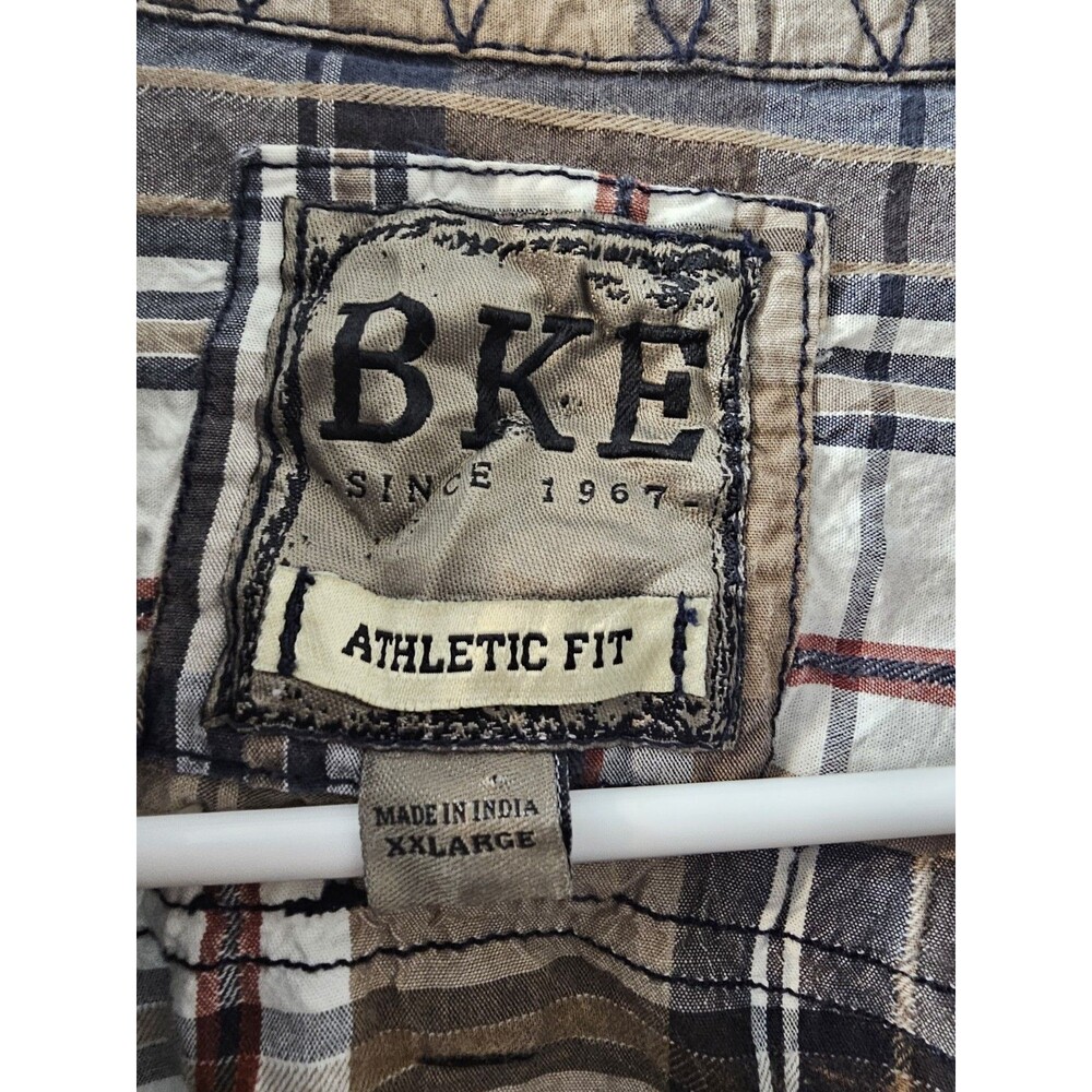 Buckle BKE Shirt Mens Large Brushed Plaid Western Pearl Snap Athletic Fit Button